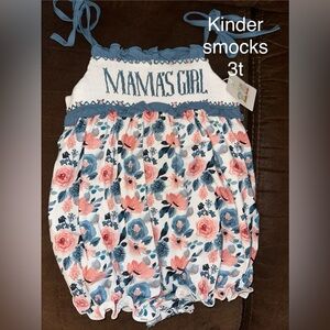 Floral Romper with Blue and Pink Accents